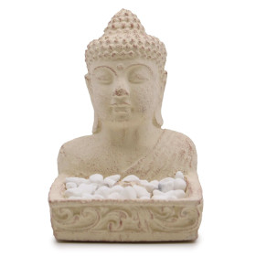 Brûleur d'Encens Buddha Feng Shui Crème | Porte-Encens Béton 15cm
