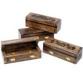 Boîte Encens Cônes Bois Manguier 15cm | Porte-Encens Artisanal Indien