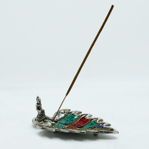 Porte-Encens Tibétain Feuille Bouddha | Décor Spirituel Authentique