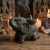 Porte-Encens Éléphant Noir Antique en Béton 14cm | Brûleur d'Encens Décoratif