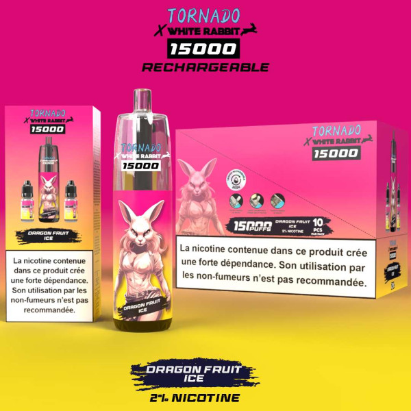 Puff WHITE RABBIT x TORNADO 15000 Dragon Fruit Ice