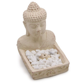 Brûleur d'Encens Buddha Feng Shui Crème | Porte-Encens Béton 15cm
