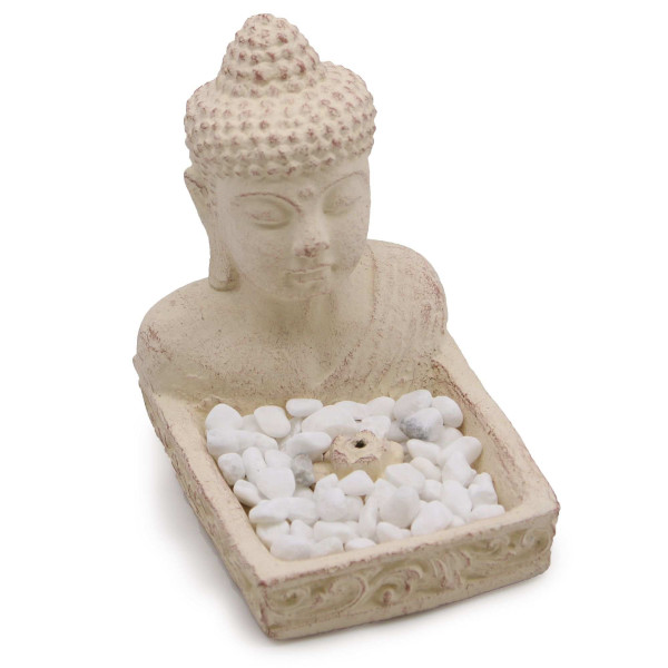 Brûleur d'Encens Buddha Feng Shui Crème | Porte-Encens Béton 15cm