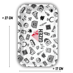 Plateau de Roulage GIZEH Comic Blanc Taille M - 275x175mm (Noir)