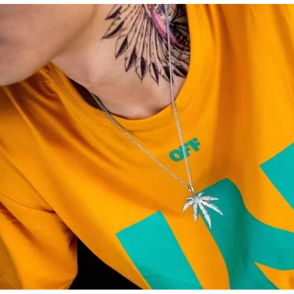 Collier Feuille de Cannabis Argent