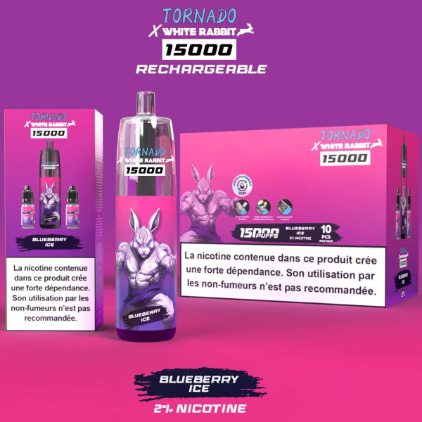 Puff WHITE RABBIT x TORNADO 15000 Blueberry Ice