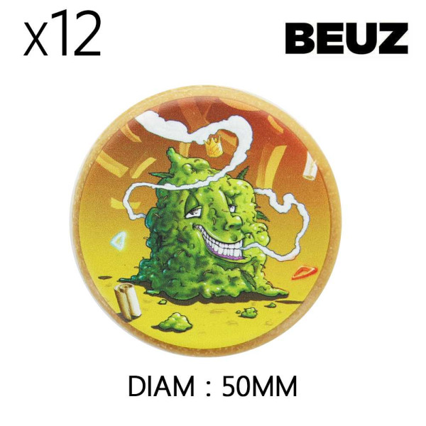 Boîte de 12 Grinders en chanvre Beuz Buds biodégradable marron 50mm