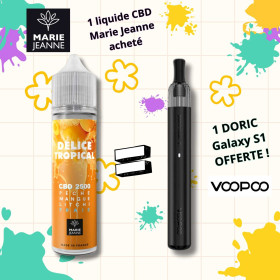 Pack E-liquide CBD Delice Tropical Marie Jeanne + Doric Galaxy S1 Offerte (2500mg)