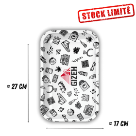 Plateau de Roulage GIZEH Comic Blanc Taille M - 275x175mm (Noir)