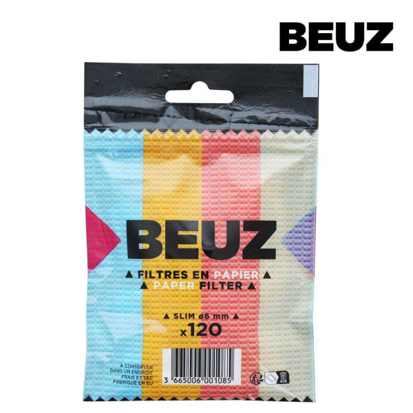 Sachet 120 Filtre Papier Beuz Slim Blanc