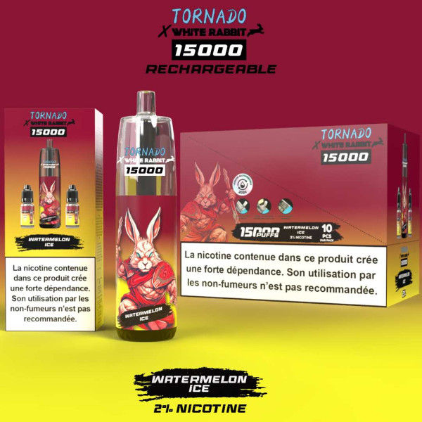 Puff WHITE RABBIT x TORNADO 15000 Watermelon Ice