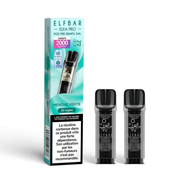Pod Menthe Verte 2ml Elfa Pro - ElfBar (pack de 2) (20 mg/ml)