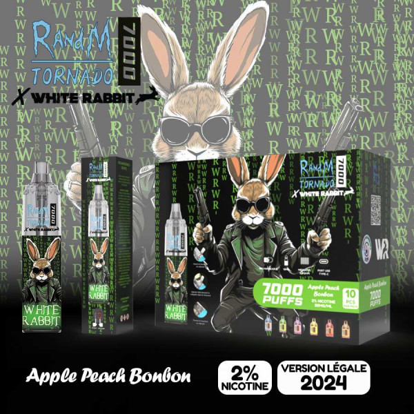 Puff White Rabbit x RandM Tornado 7000 Apple Peach Bonbon