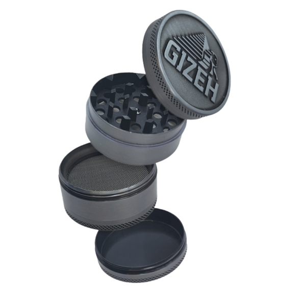 Grinder Gizeh Métal 4 Parties - Broyeur Épices et Herbes avec Raclette