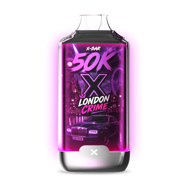 Kit X-BAR 50K Ice City London Crime + 3 e-liquides 10 ml (10 mg/ml)