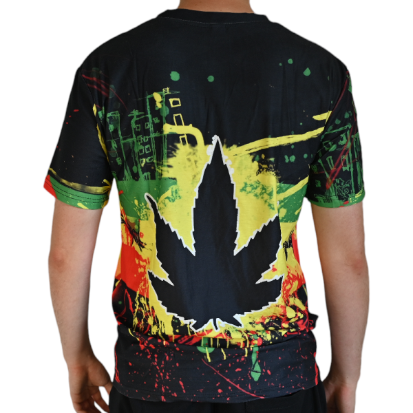 T-shirt Cannabis Rasta peinture (M)