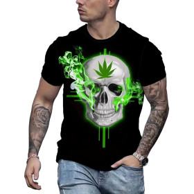 T-shirt white Skull weed (L)