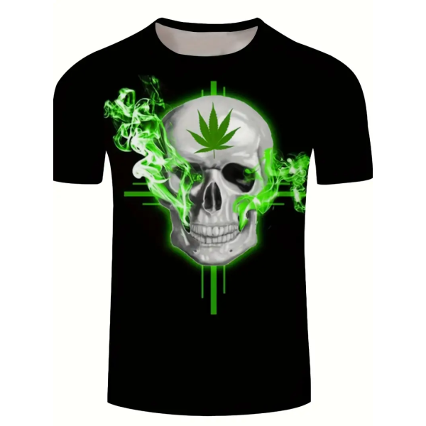 T-shirt white Skull weed (L)