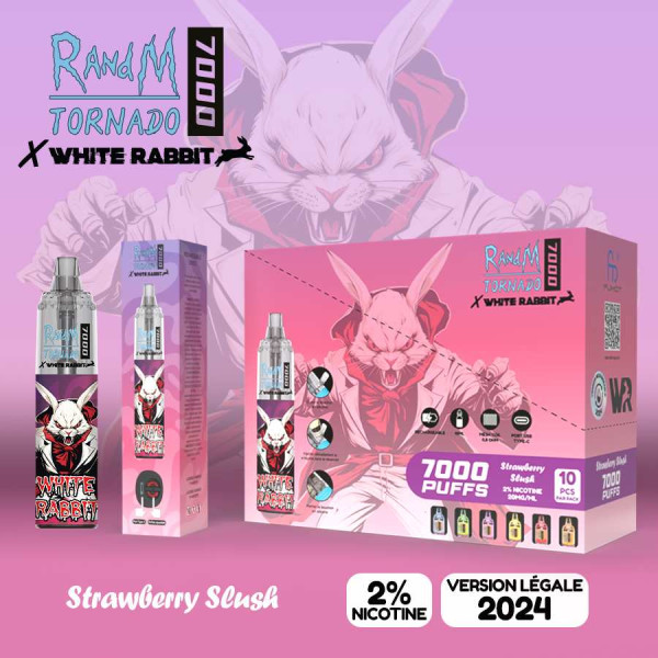 Puff Tornado 7000 White Rabbit Strawberry Slush