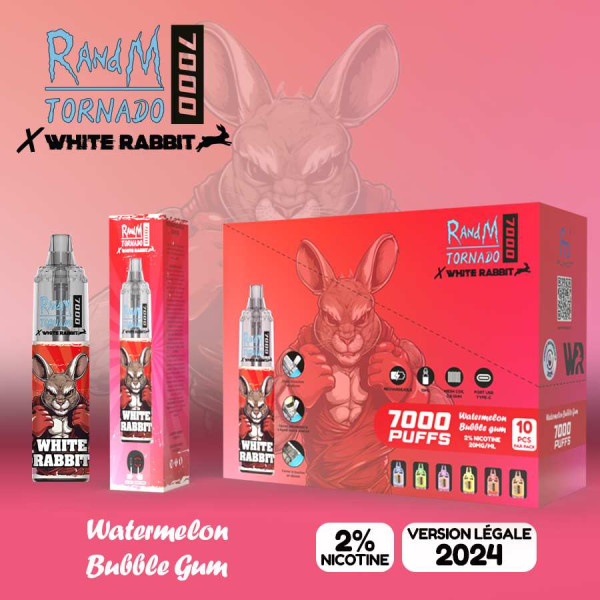Puff White Rabbit Tornado 7000 Watermelon Bubble Gum