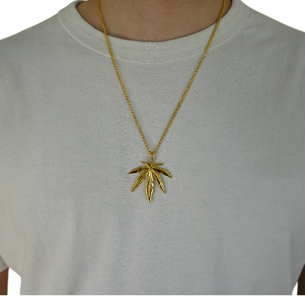 Collier Feuille de Cannabis Doré