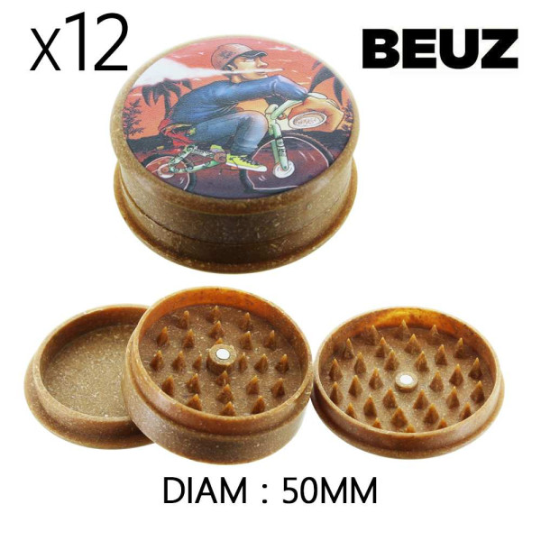 Boîte de 12 Grinders en chanvre Bike Biodégradable Marron 50mm