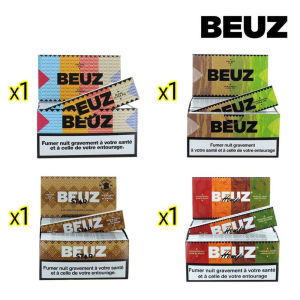 Pack Beuz - 4 Boîtes de Feuilles Slim + Présentoir