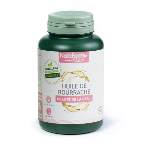 Huile de bourrache + vitamine E 120 capsules Nat et Form BIO