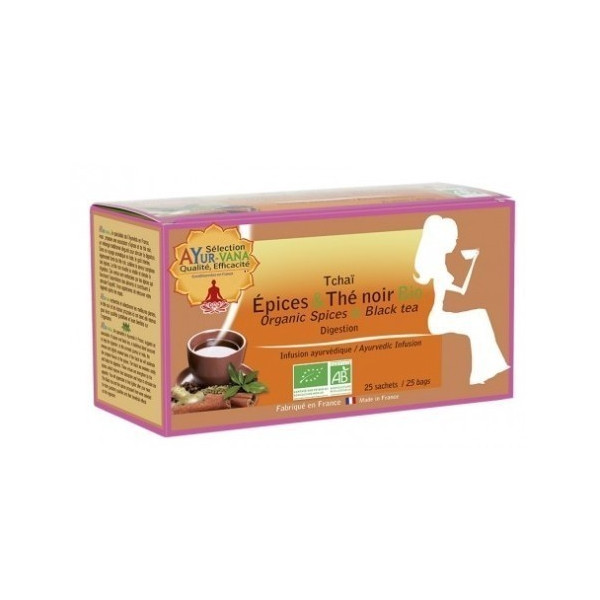 Infusion Epices et Thé noir - Boîte de 25 sachets Ayur-Vana BIO