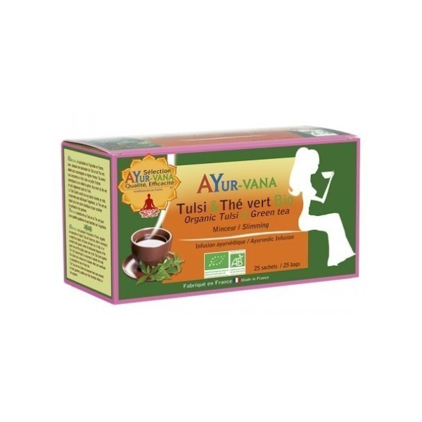 Infusion Tulsi et Thé vert - Boîte de 25 sachets Ayur-Vana BIO