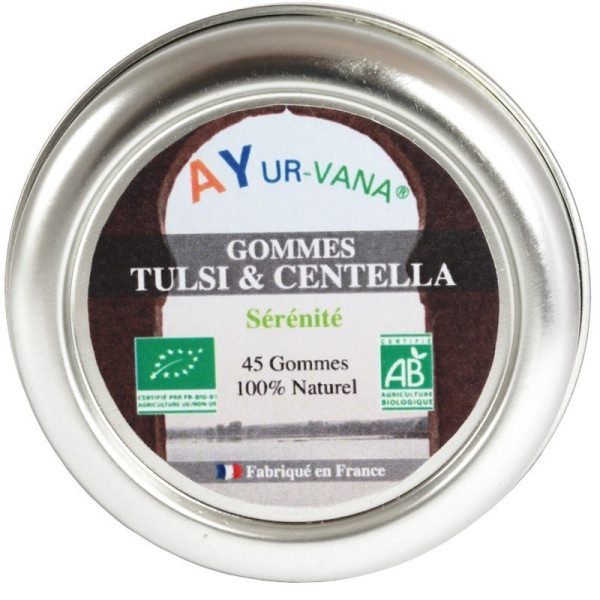 Gommes Tulsi et Centella - Boîte de 45 gommes Ayur-Vana BIO