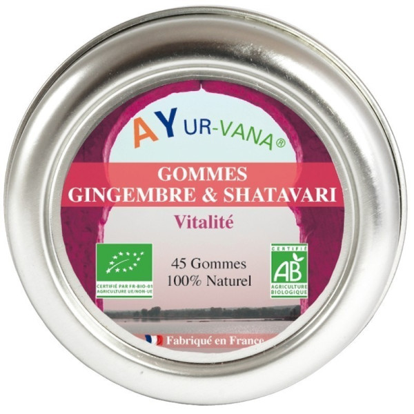 Gommes Gingembre et Shatavari - Boîte de 45 gommes Ayur-Vana BIO