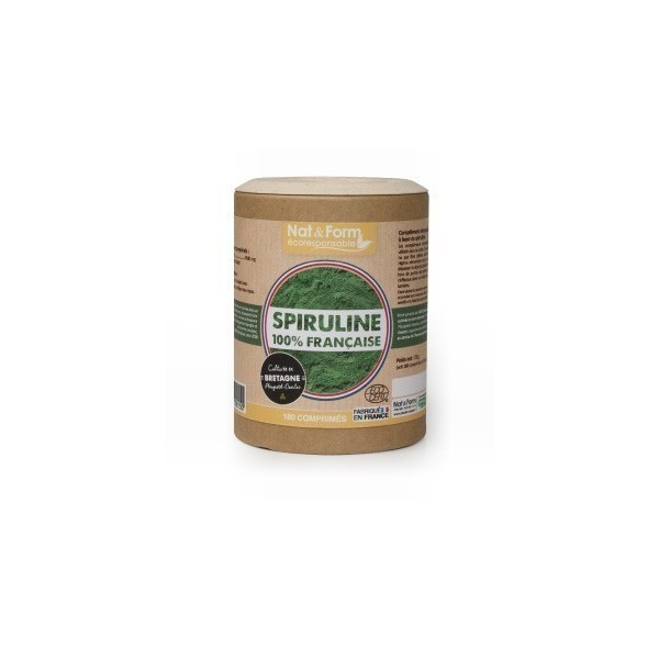 Spiruline française 180 comprimés gamme écoresponsable Nat et Form