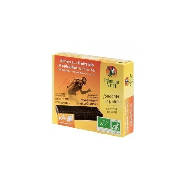 Barres  énergie fruits spiruline x4 120g Flamant Vert