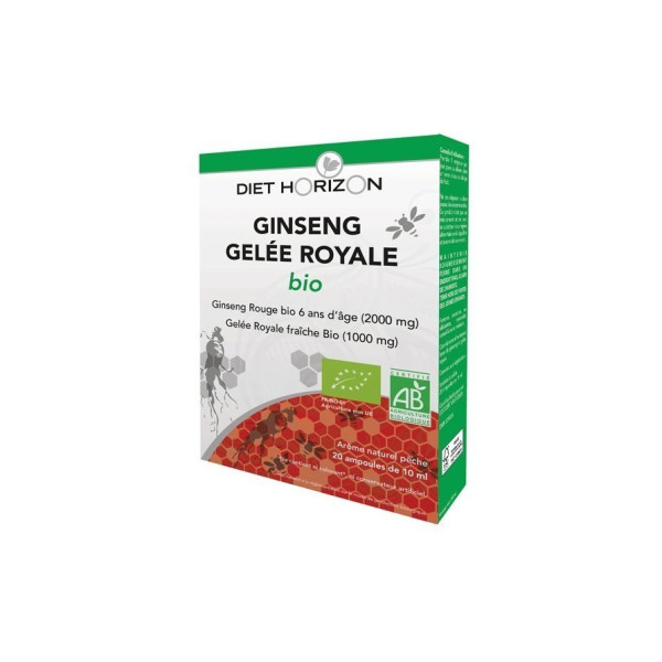Ginseng et gelée royale 20 ampoules Diet Horizon BIO