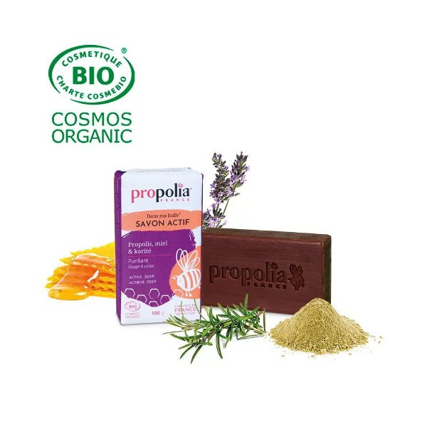 Savon actif propolis, miel et karité 100 g Propolia BIO
