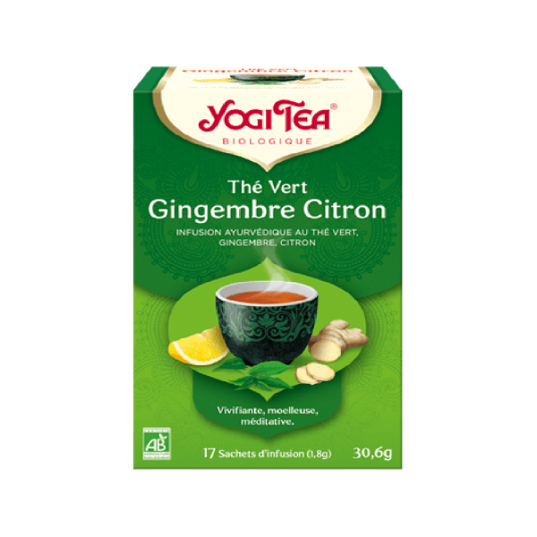 Infusion thé vert gingembre citron 17 sachets Yogi Tea BIO