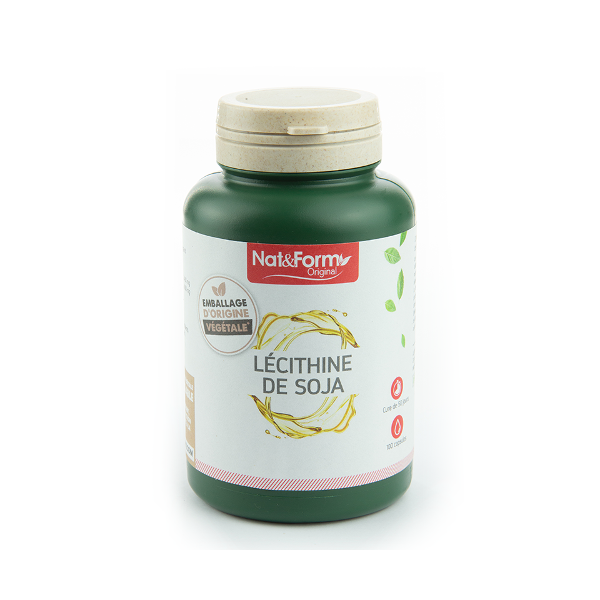 Huile de lécithine de soja 100 capsules Nat et Form