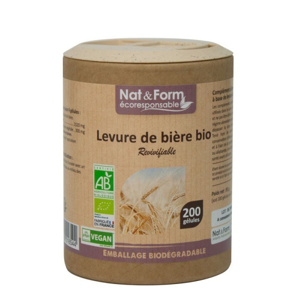 Levure de bière revivifiable 60 gélules gamme écoresponsable Nat et Form