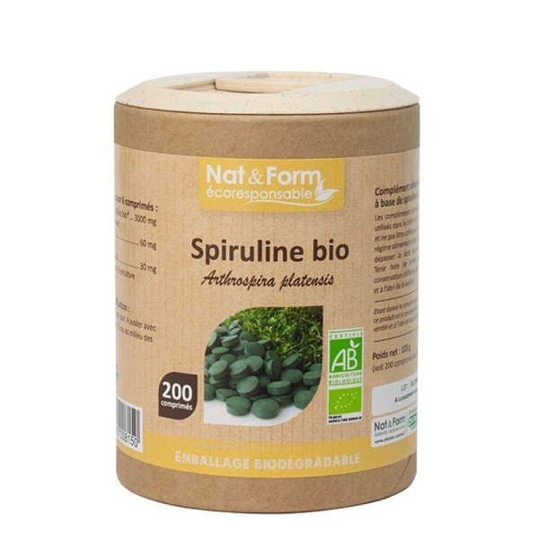 Spiruline Bio 90 comprimés gamme écoresponsable Nat et Form