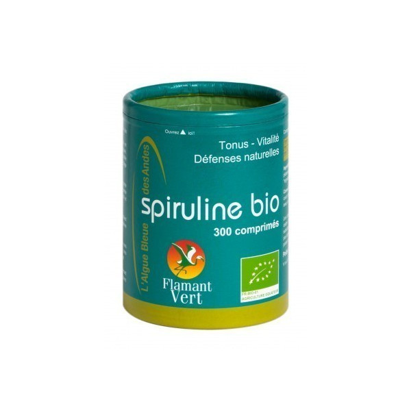 Spiruline des Andes 300 comprimés de 500mg Flamant Vert BIO
