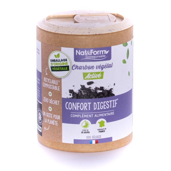 Charbon végétal 200 gélules boîte éco Nat et Form