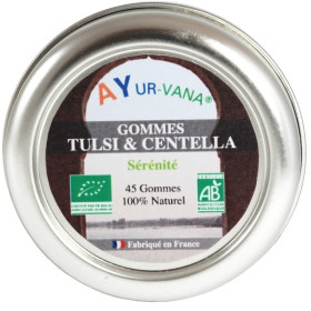 Gommes Tulsi et Centella - Boîte de 45 gommes Ayur-Vana BIO