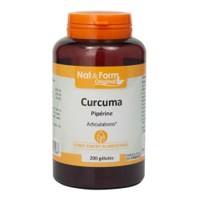 Curcuma et pipérine 200 gélules Nat et Form