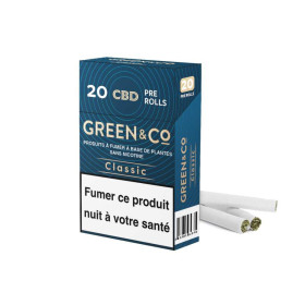 Cigarettes CBD Green&Co Classic - Pack de 20 Pre-Rolls
