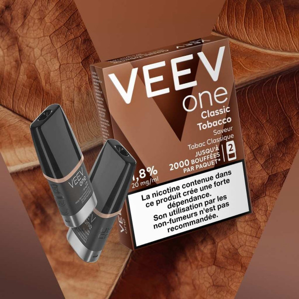 Paquet de 2 Pods pre-remplis Veev One Classic Tobacco (09 mg/ml)