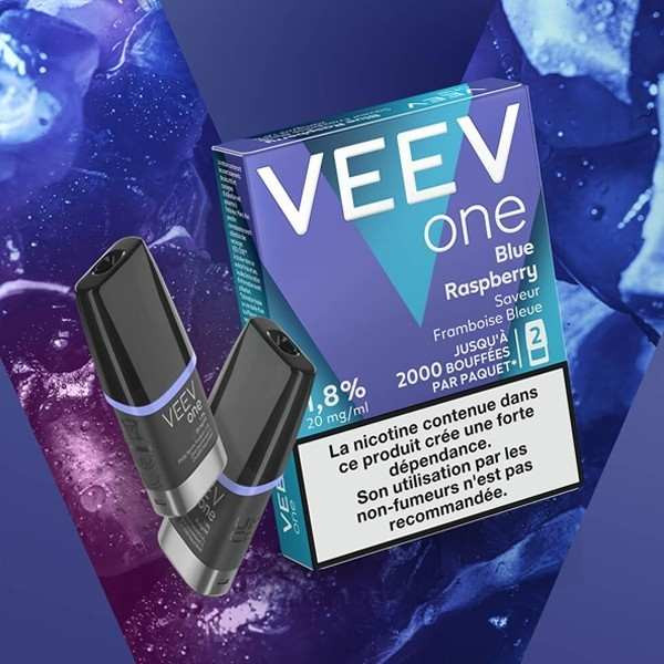 Paquet de 2 Pods Veev One Framboise Bleue - 2ml (20 mg/ml)