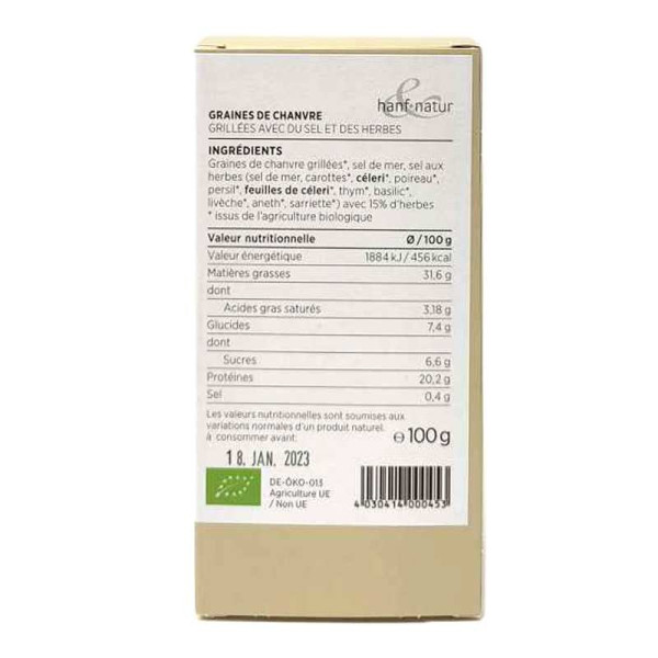 Graines de chanvre bio grillées sel & herbes | HANF&NATUR