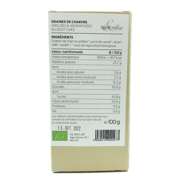 Graines de chanvre bio grillées cappuccino | HANF&NATUR